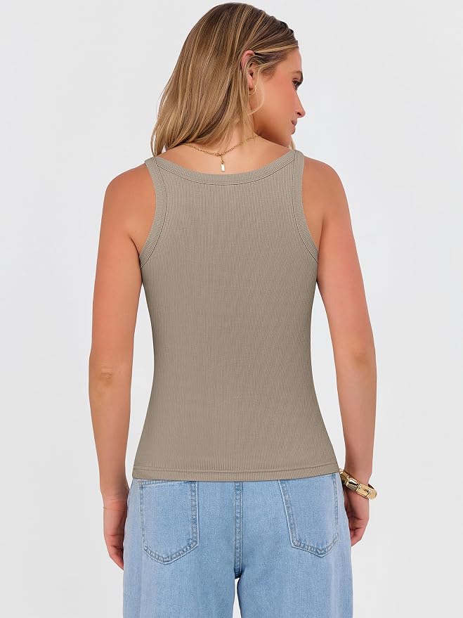 ANRABESS V Neck Tank Tops for Women Ribbed Knit Camisole 2026 Summer Casual Sleeveless Slim Fitted Basic Cami Shirts Clothes