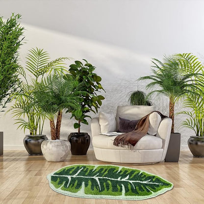 Leaf Kids Rug Green Bathroom Runner Rug Small Cute Bath Mat Nursery Boho Area Rug Non Slip Long Carpet for Bedroom Children Room Kitchen Monstera Plant Home Decor 20x47 inch