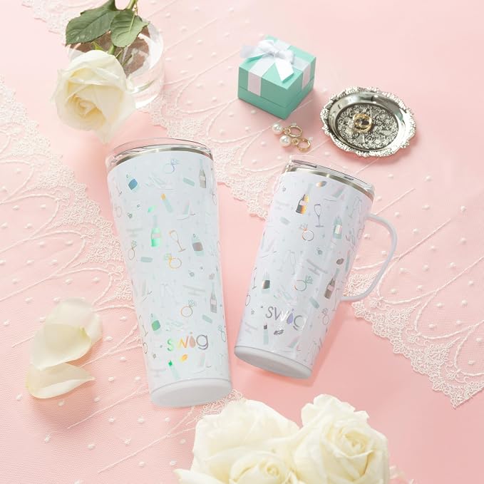 Swig Life 22oz Insulated Travel Mug with Handle & Lid, Bride to Be | Triple Insulated Stainless Steel - Handle & Lid Included - Keeps Coffee Hot or Cold - Cup Holder Friendly