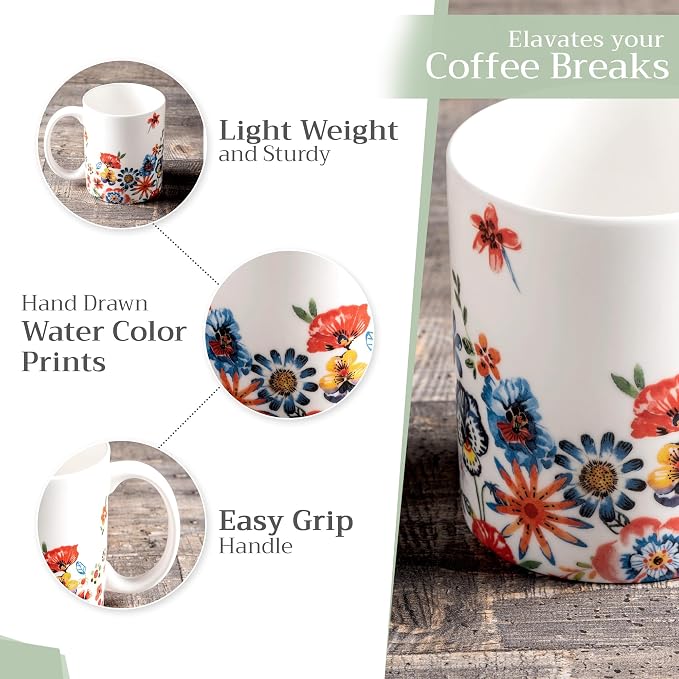 Maison d' Hermine Coffee Mug with Handles Tea Cups (15 Ounce, Pack of 1)