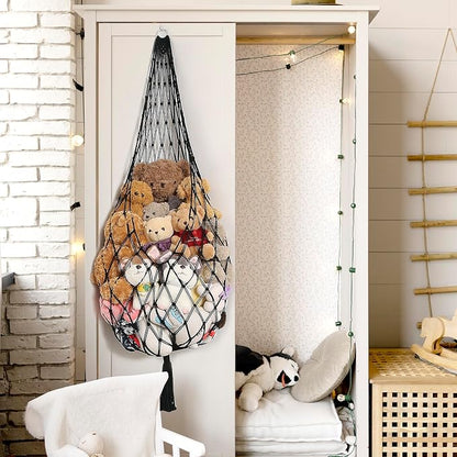Novel Amdermi Stuffed Animal Hammock Corner Hanging Net for Stuff Aniaml Storage Macrame Toy Display Plush Toy Holder-Perfect for The Tiny Space Walls (Black, XXL)