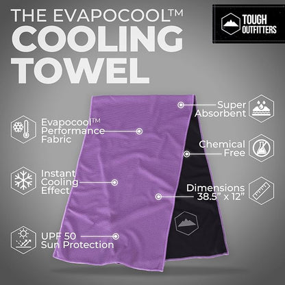 Tough Outdoors Cooling Towels for Neck Face - Neck Cooling Towel for Hot Weather Yoga Sports Golf Sweat - Instant Cold Towel