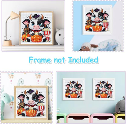 Nardoll Halloween Diamond Art Kits - Arts and Crafts - Diamond Art Painting with Wooden Frame - GEM Art for Girls Boys Adults Beginners Home Wall Decor Gifts