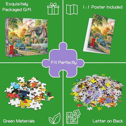 1000 Piece Puzzle for Adults, House Jigsaw Puzzle, Impossible Hard Difficult Challenging Puzzles for Adults 1000 Pieces, Home Decoration Puzzle, Interlock Perfectly No Dust