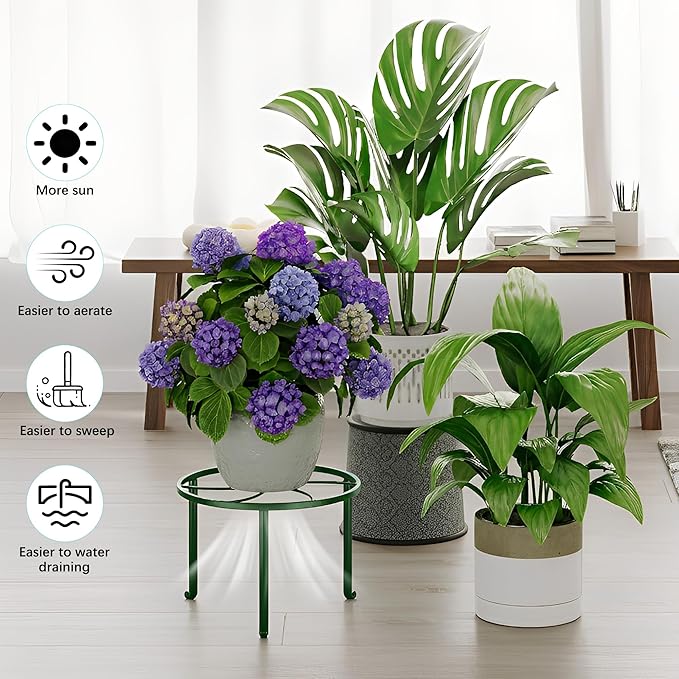 5-Pack Metal Plant Stand Heavy Duty Flower Pot Stands for Multiple Plant, Anti-Rust Flower Pot Stand Round Plant Holder for Room Indoor/Outdoor,Gardens