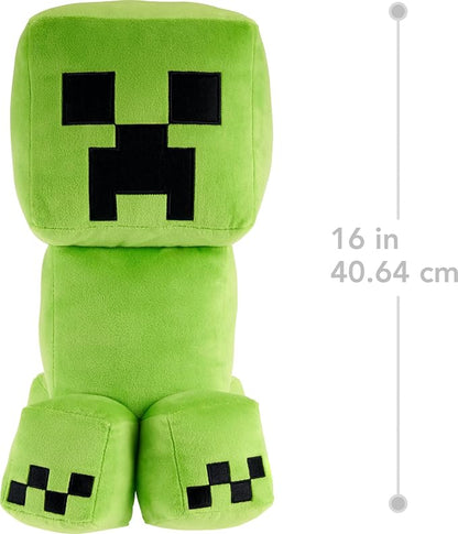 Mattel Minecraft Creeper Jumbo Plush Figure, Large 16-inch Soft Doll with Pixelated Design Inspired by The Video Game