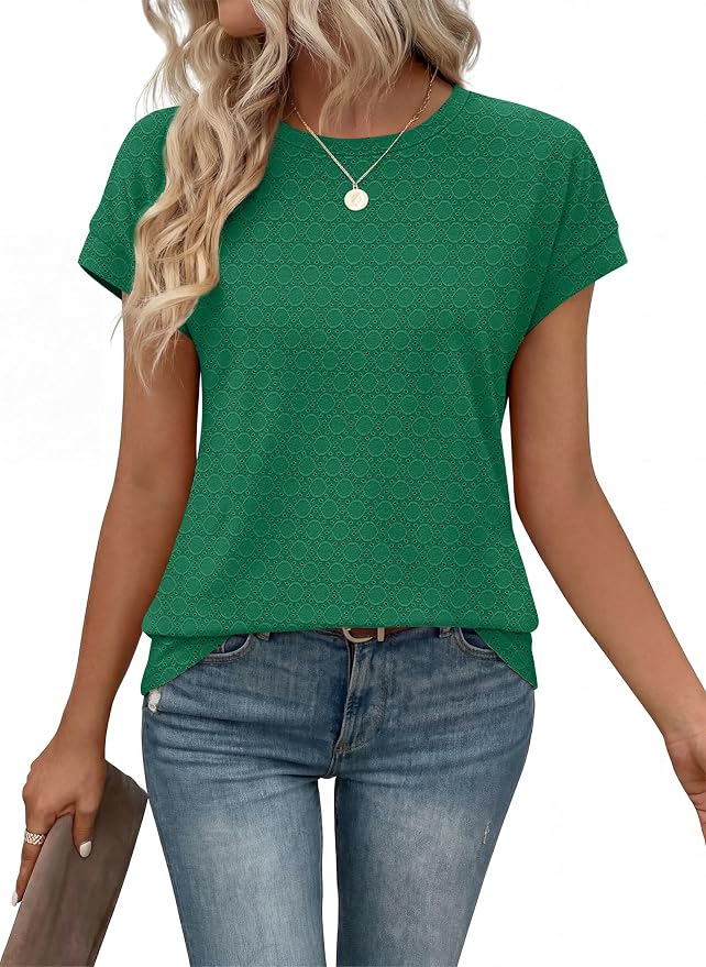 Alaroo Womens Summer Tops Short Sleeve Shirts Crew Neck Tshirt Cute Trendy Tunic Blouses (S-3XL)