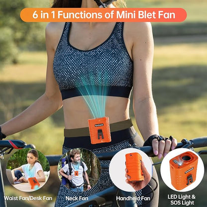 Waist Fan, 5000mAh Rechargeable Belt Clip Fan, 39ft/s Strong Airflow, 5 Speeds, Up to 29H, Wearable Hands-Free Body Cooling with Bottom Air Intake, USB-C for Jobsite Camping Farm