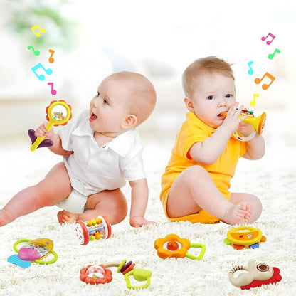 MOONTOY 12pcs Baby Rattles for Babies 0-6 Months Teething Toys 3-6 Months, Newborn Infant Teethers Baby Toys 6-12 Months, Montessori Baby Easter Basket Stuffers Gifts 1 2 3 4 5 6 7 9 10 Month Boy Girl