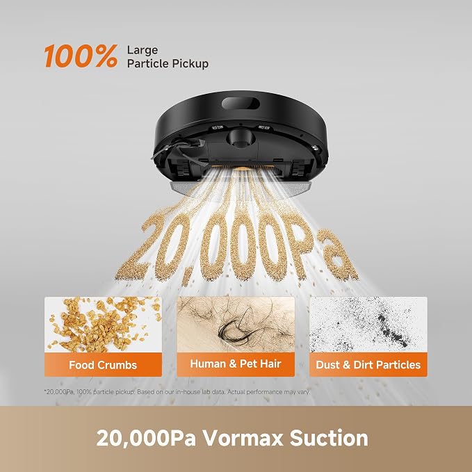 dreame D20 Air Plus Robot Vacuum and Mop, 20,000Pa Powerful Suction | 120-Day Self-Emptying with 4L Dust Bag, Anti-Tangling Tech, Edge-to-Corner Cleaning, Deep Carpet Cleaning, 360° Navigation