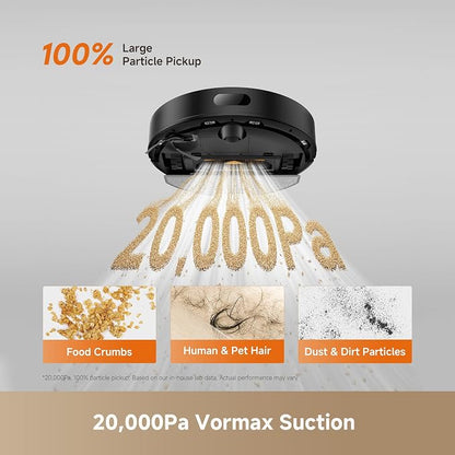 dreame D20 Air Plus Robot Vacuum and Mop, 20,000Pa Powerful Suction | 120-Day Self-Emptying with 4L Dust Bag, Anti-Tangling Tech, Edge-to-Corner Cleaning, Deep Carpet Cleaning, 360° Navigation