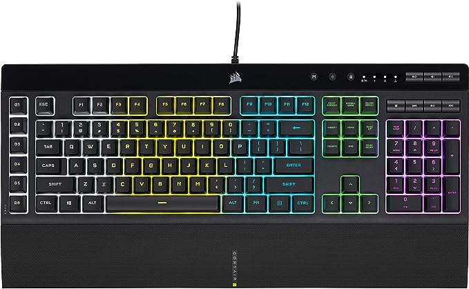 Corsair K55 RGB PRO Membrane Wired Gaming Keyboard – IP42 Dust and Spill-Resistant – 6 Macro Keys with Elgato Integration – iCUE Compatible – QWERTY NA – PC, Mac, Xbox – Black