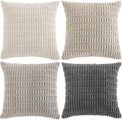Fancy Homi 4 Packs Decorative Throw Pillow Covers for Living Room Couch Bed, Modern Farmhouse Boho Home Décor Accent Cushion Case, 22" x 22", Grey Series
