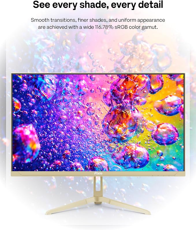 Pixio PX249 Wave Champagne Gold 24 inch 240Hz Refresh Rate FHD 1080p Resolution Fast IPS Panel 1ms GTG Response Time Built-in Speakers Gaming Monitor with Adaptive Sync