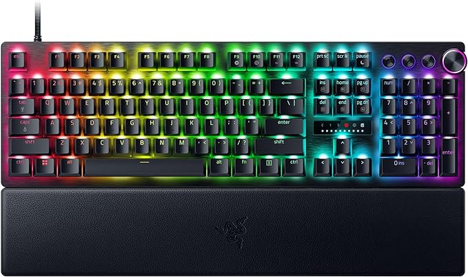 Razer Huntsman V3 Pro Esports Gaming Keyboard, Black | Analog Optical Switches, Snap Tap, Rapid Trigger, Adjustable Actuation, Media Keys & Dial, Doubleshot PBT Keycaps, Wrist Rest