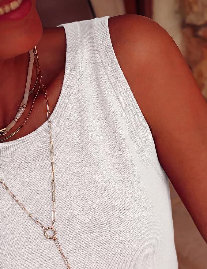 PRETTYGARDEN Sleeveless Sweater Tops for Women 2026 Summer Dressy Ribbed Tank Tops Spring Business Casual Work Shirts Blouses