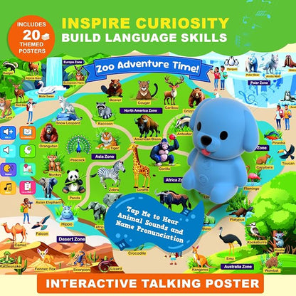 Talking Pen + 20 Interactive Learning Posters for Toddlers 1-3 | Educational Toys for 3 4 5 6 Year Olds |Homeschool Essential for Preschool, Gifts for Boys & Girls