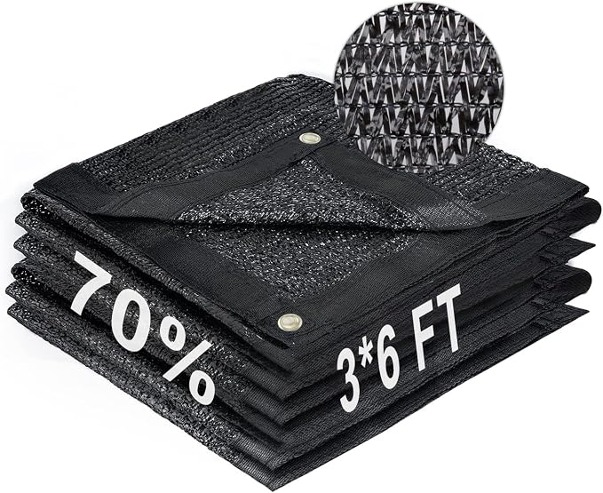 LOVE STORY 3x6FT 70% Black Shade Cloth Sun Shade Net with Grommets Sunblock Net Mesh Tarp for Garden,Plants Cover,Greenhouse and Patio
