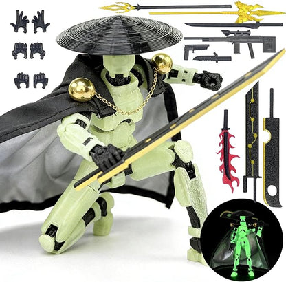 T13 Assembly Completed Action Figures,T-13 Action Figure, Robo 13 3D Printed Action Figure - The Ultimate Hero for Action-Packed Playtime,5.2 Inch, Green(Glows in The Dark)