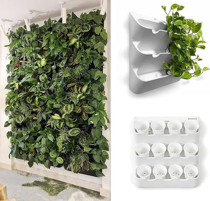 BOXSAND-12 Vertical Wall Planter for 12 Plants – Indoor/Outdoor Living Wall, Space-Saving Vertical Garden System, Easy 2-Screw Install (White, 24"x26", no pots)