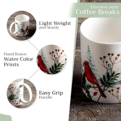 Maison d' Hermine Coffee Mug with Handles Tea Cups (15 Ounce, Pack of 2) | Fine Bone China Coffee Mugs for Hot Beverages Cappuccino Latte Home Restaurant Hotel Spring Summer -Morzine