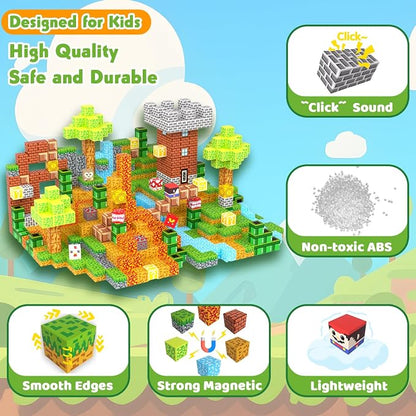 Magnetic Blocks Building Toys for Kids, 48 PCS Magnetic Blocks for Kids Ages 4-8, Magnet Cubes, STEM Sensory Toys for Boys & Girls, Christmas Birthday Gifts for Kid Ages 3+