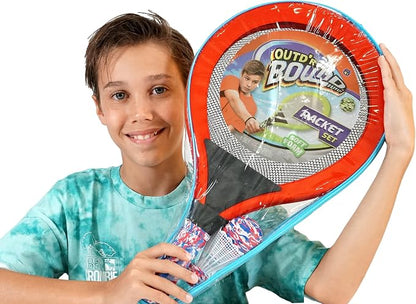 Badminton Set with 2 Rackets, Beach Ball and Birdie - Assorted Colors - Light Paddle Ball Tennis Racket Outdoor Games Beach Toy Set 5135