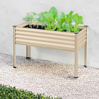 Best Choice Products 48x24x30in Galvanized Raised Garden Bed, Metal Elevated Planter Box, Vegetable Garden for Backyard, Patio, Balcony - Beige