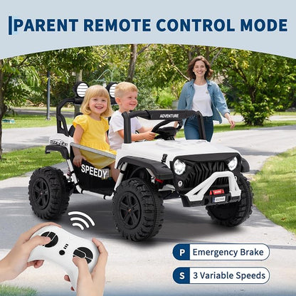 24V 2-Seater Ride on UTV Truck with Remote Control – 4WD Electric Vehicle Designed for Big Kids, Featuring Spring Suspension, Front and Behind LED Lights, Dual Storage Compartments, 3 Speed Settings,
