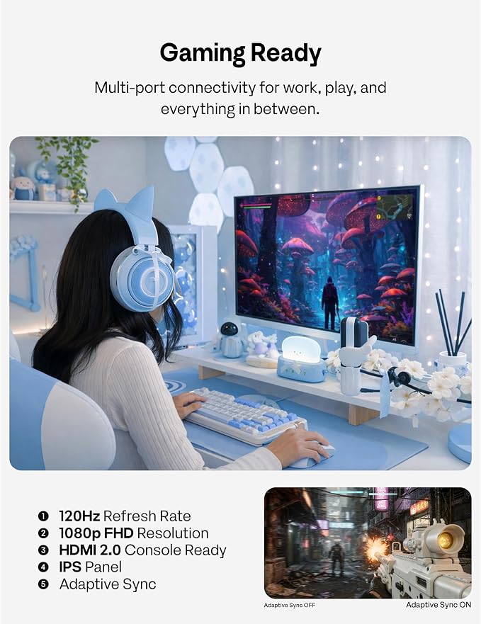 Pixio PX246 Wave Blue 24 inch 120Hz Refresh Rate FHD 1080p Resolution IPS Panel 4ms GTG Response Time Gaming Monitor with Adaptive Sync