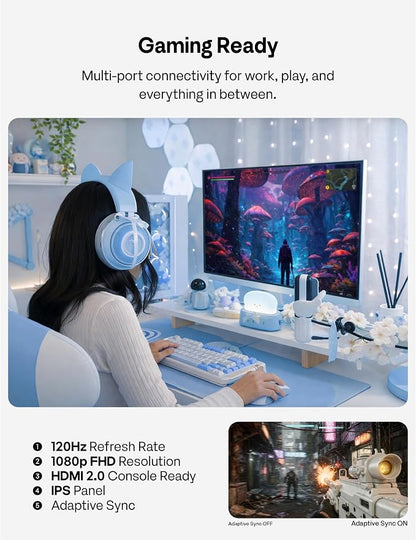 Pixio PX246 Wave Blue 24 inch 120Hz Refresh Rate FHD 1080p Resolution IPS Panel 4ms GTG Response Time Gaming Monitor with Adaptive Sync