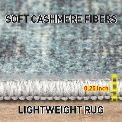 2'6''x8' Runner Rugs Washable Rug: Modern Abstract Hallway Runner Rug Indoor Soft Low Pile Thin Carpet Anti-Skid Non-Shedding Carpets for Kitchen, Entryway, Laundry, Bedroom - Green Multi