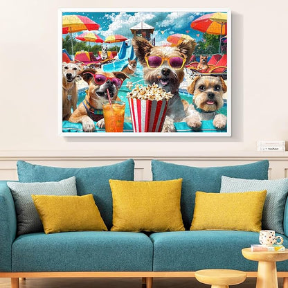 300 Piece Jigsaw Puzzle for Adults, Fun at The Amusement Park Dog Puzzles, Funny Puppy Jigsaw Puzzles, Animal Pet Lover Challenging Puzzles for Friends Family Activity Game Nights Gifts