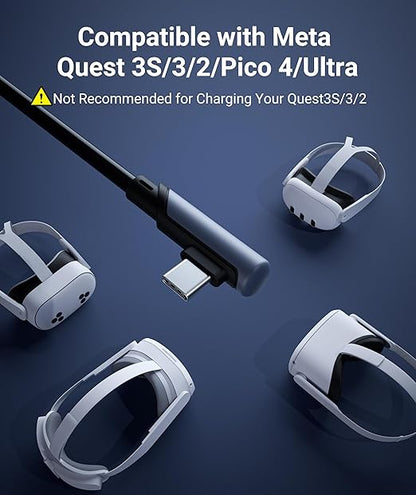 Syntech Link Cable 20 FT Compatible with Oculus/Meta Quest 3/Meta Quest 3S, Quest2/Pro/Pico 4/Ultra Accessories and PC/SteamVR, High Speed PC Data Transfer, USB 3.0 to USB Cable for VR Headset, Black