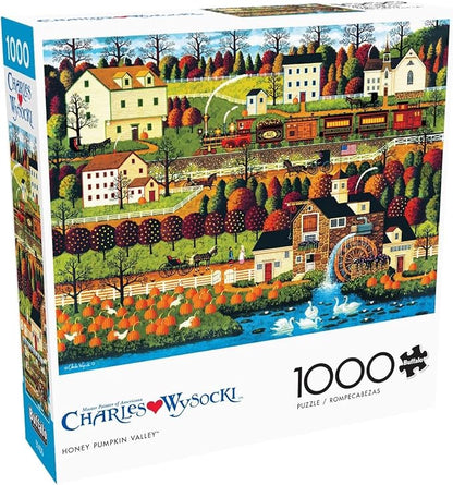 Buffalo Games – Charles Wysocki - Honey Pumpkin Valley - 1000 Piece Fall Jigsaw Puzzle - Festive Puzzle for Adults – Precision-Cut Pieces, Autumn Artwork and Hours of Relaxing Fun