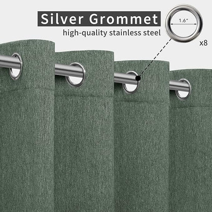 Easy-Going Linen Look Outdoor Curtains Waterproof Windproof Porch Curtains, Soft Thicken Outdoor Privacy Curtains for Patio, Gazebo, Grommet Top and Tab Bottom Drape, 1 Panel, 54x84 inch, Sage Green