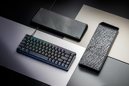 ASUS ROG Falchion Ace HFX Hall Effect Gaming Keyboard – 65% TKL, Dual USB-C, Magnetic Switches, Rapid Trigger, Speed Tap, 8000 Hz Polling, Touch Panel, Portable, Protective Cover, PBT Keycaps - Black