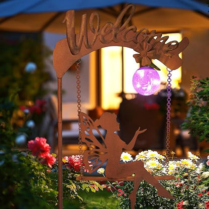HONGLAND Solar Garden Lights Outdoor Decor, Solar Fairy Lights Outdoor Moon Decor, Housewarming Ornaments for Patio, Lawn, Yard, Pathway - Unique Gardening Gifts for Women Mom Grandma