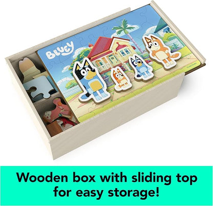 Spin Master Games, Bluey Puzzles 4-Pack, Wooden Jigsaw Puzzles for Preschoolers, 24 Pieces Each, Interchangeable Pieces, Bluey Birthday Gifts, for Kids Ages 3 & Up