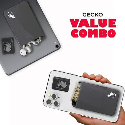 Phone Wallet - Adhesive Card Holder - Cell Phone Pouch - Stick on Lycra Pocket by Gecko - Carry Credit Cards and Cash