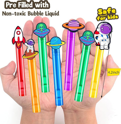 24Pcs Space Bubble Wands for Kids Astronaut Party Favors Supplies Decorations, Pinata Goodie Bag Stuffers & Classroom Prizes