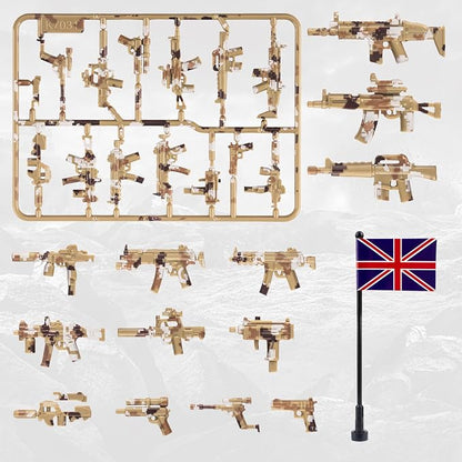63 Pcs Military Weapons Set Accessories U.K Special Forces Weapons Toys Military Equipment Battle Blocks Bricks Compatible with Major Brand, 3 Years Old and up