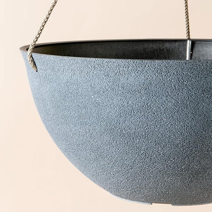 LA JOLIE MUSE Large Hanging Planters for Outdoor Plants - Hanging Flower Pots Weathered Gray (13.2 Inch, Set of 2)
