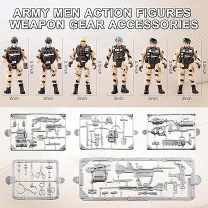 88-in-1 Army Men Toys Sets for Boys 4-7 8-12, Military Base/Truck/Helicopter/Kayak Boat/Motorcycle/Army Men Action Figures/Weapon Gears, Army Toys for Boys Kids Birthday Gifts Party Favors