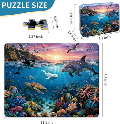 100 Pieces Puzzles for Kids Ages 4-8, Ocean World Educational Kids 100 Piece Puzzle, Children Jigsaw Puzzles Kids Puzzles, Educational Learning Puzzle Toys for Girls and Boys