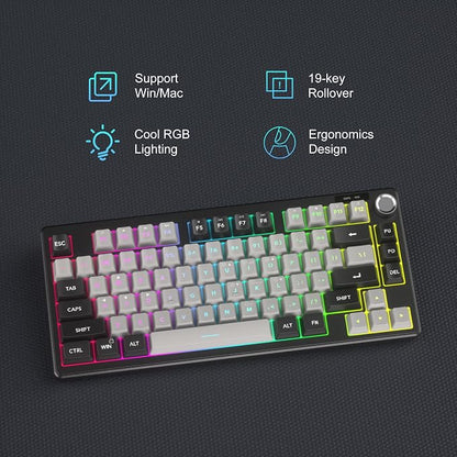 MageGee Mini 60% Gaming Keyboard, RGB Backlit 75 Key Ultra-Compact Keyboard, TS75 Ergonomic Waterproof Mechanical Feeling Office Computer Keyboards for PC, MAC, PS4, Xbox ONE Gamer