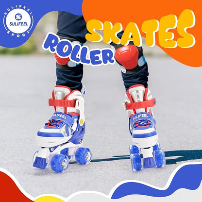 SULIFEEL Rainbow Unicorn 4 Size Adjustable Roller Skates for Girls Boys for Kids Ages 3-5 5-8 6-12 Children Skates Indoor Outdoor