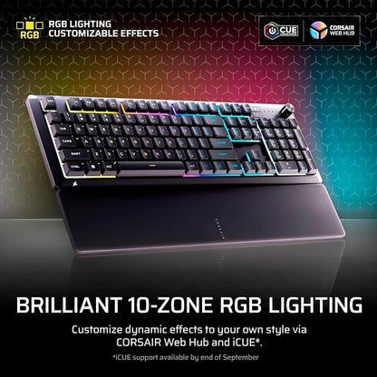 Corsair Skiff 100 Quiet RGB Wired Membrane Gaming Keyboard – QWERTY US, IP53 Spill & Dust Resistant, Responsive Keys, Media Dial – Black