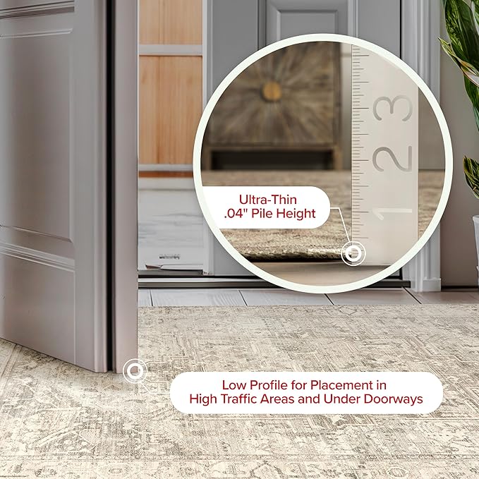 nuLOOM 2x3 Machine Washable Rain Haven Vintage Medallion Area Rug, Grey, Traditional Faded Design, Non-Slip Backing, Stain Resistant, For Bedroom, Dining Room, Living Room, Kitchen