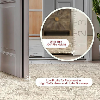 nuLOOM 2x3 Machine Washable Rain Haven Vintage Medallion Area Rug, Grey, Traditional Faded Design, Non-Slip Backing, Stain Resistant, For Bedroom, Dining Room, Living Room, Kitchen